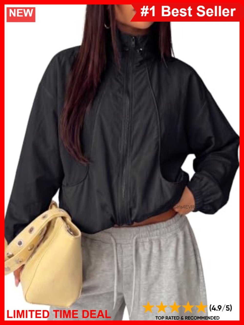 Women's Oversized Lightweight Windbreaker Full Zip Workout Jacket